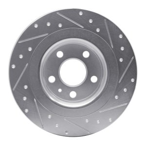 Volvo S60 Brake Rotor (1) - Rear Left - R1 Concepts - Drilled & Slotted - Silver - `18-`25